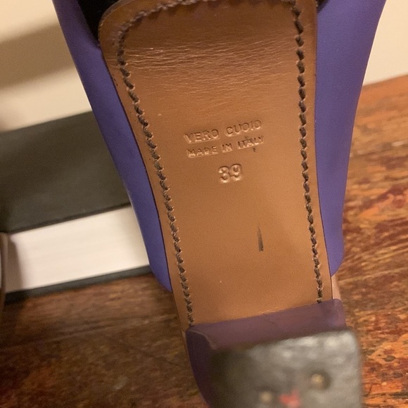 Marni Colorblock Sienna Tan Purple Platform Heels Mules - Picture 15 of 16